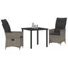 vidaXL Garten Essgruppe mit Kissen 3 pcs Grau Poly-Rattan