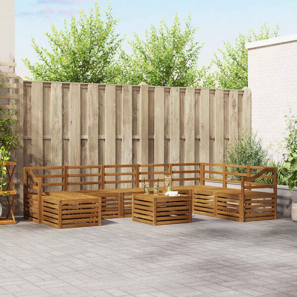 vidaXL Ecksofa Set 9 pcs Natur Massivholz Akazie