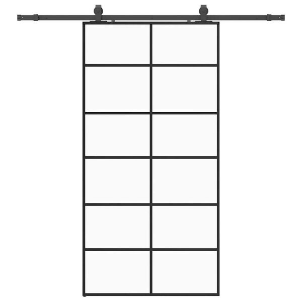 vidaXL Schiebet&uuml;r mit Beschlag Schwarz 102x205 cm ESG-Glas