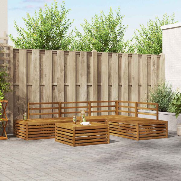 vidaXL Outdoor-Sofagarnitur 5 St&uuml;ck Natur Massivholz Akazie