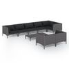 vidaXL 9-tlg. Garten-Lounge-Set mit Kissen Poly Rattan Dunkelgrau