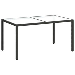 vidaXL Gartentisch 150x90x75 cm Geh&auml;rtetes Glas Poly Rattan Schwarz