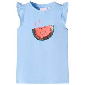 Kinder-T-Shirt mit R&uuml;schen&auml;rmeln Hellblau 140