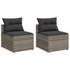 vidaXL Gartensofas ohne Armlehnen mit Kissen 2 Stk. Grau Poly Rattan