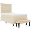 vidaXL Boxspringbett mit Kissen mit Kopfteil Creme 100 x 200 cm Stoff