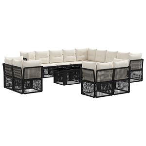 vidaXL Gartensofa-set 14 stk. Schwarz Poly-Rattan