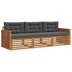 vidaXL Outdoor-Sofagarnitur mit Kissen 3 pcs Natur und Anthrazit