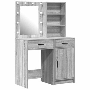vidaXL Schminktischset mit LED 2 Stk. Graues Sonoma Holzwerkstoff