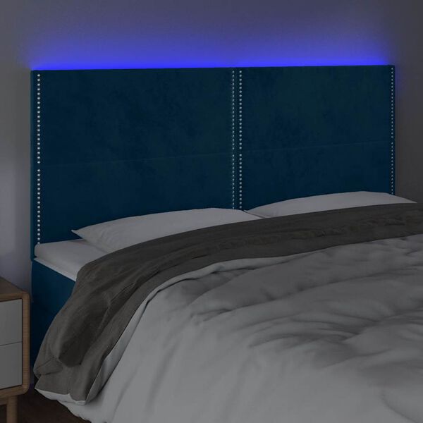vidaXL LED Kopfteil Dunkelblau 200x5x118/128 cm Samt