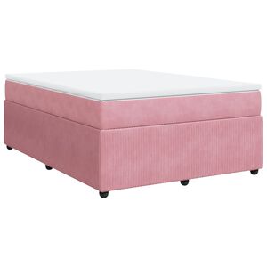 vidaXL Boxspringbett mit Matratze Rosa 160x200 cm Samt