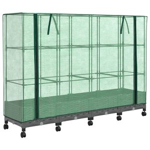 vidaXL Gartenplanter mit Gew&auml;chshausabdeckung und R&auml;dern 4 stk. PP