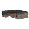 vidaXL 13-tlg. Garten-Sofagarnitur mit Kissen Grau Poly Rattan
