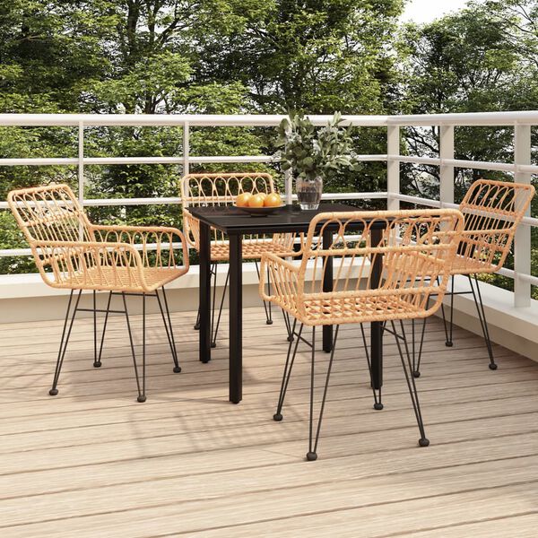vidaXL 5-tlg. Garten-Essgruppe Poly Rattan