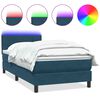 vidaXL Boxspringbett mit Matratze & LED Dunkelblau 100x220 cm Samt