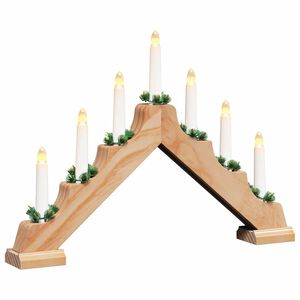 vidaXL Weihnachtskerzenbrücke mit 7 LEDs Braun 39,5 x 5 x 29 cm