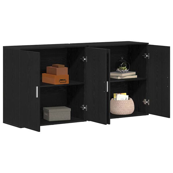 vidaXL Sideboard 2 pcs Schwarz Eichen-Optik 79 x 38 x 80 cm