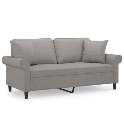 vidaXL 2-Sitzer-Sofa mit Kissen Hellgrau 140 cm Stoff