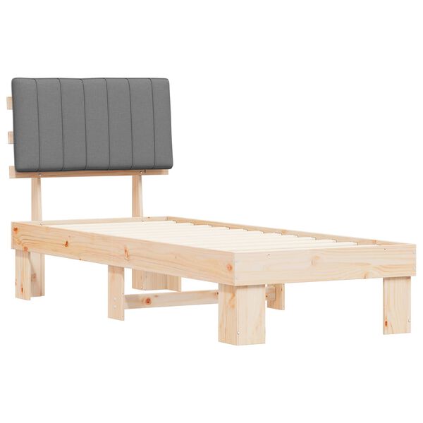 vidaXL Bettgestell mit gepolstertem Kopfteil Hellgrau 80 x 200 cm