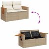 vidaXL 6-tlg. Garten-Sofagarnitur mit Kissen Beige Poly Rattan
