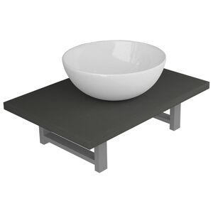vidaXL 2-tlg. Badm&ouml;bel-Set Keramik Grau