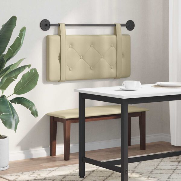 vidaXL H&auml;ngevorderseite Wandmontiert Creme 90 cm Kunstleder