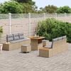 vidaXL Gartensofa-set mit Kissen mit Speicher 9 pcs Beige Poly Rattan