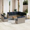 vidaXL 12-teiliges Gartensofa-Set mit Kissen, grau, Polyrattan