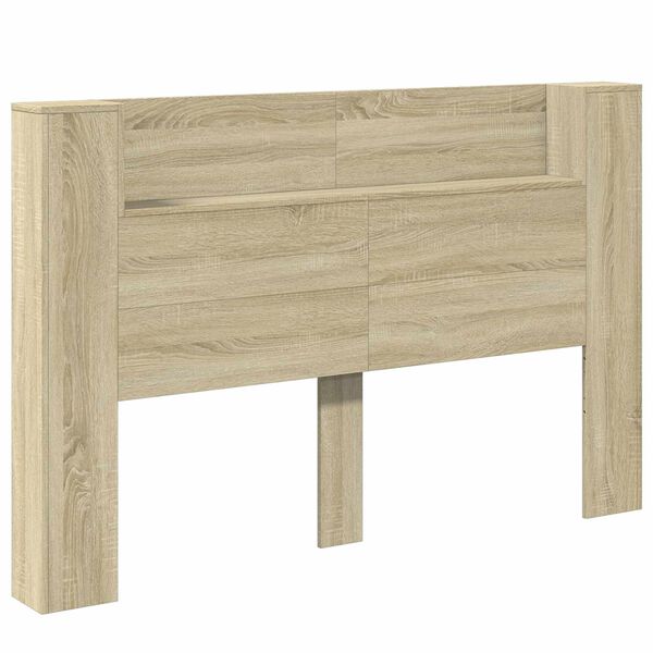 vidaXL Kopfteil-Schrank mit LED mit Regal Sonoma 160 x 16,5 x 103,5 cm