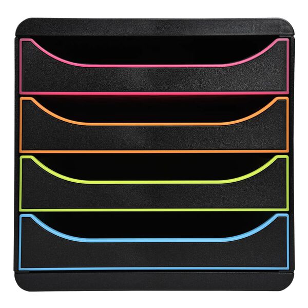 Exacompta Big-Box Schubladenbox Black Office mit 4 Laden Schwarz