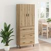 vidaXL Highboard 2 pcs Artisan-Eiche Engineered Wood und Glas