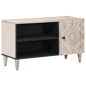 vidaXL TV-Schr&auml;nk mit Regal Wei&szlig; 80 x 31,5 x 46 cm Massivholz Mango