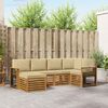 vidaXL Ecksofa Set mit Kissen 6 pcs Natur und Beige Massivholz Akazie