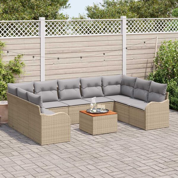 vidaXL Garten-Sofa-Set 10 pcs Beige und Hellgrau