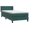 vidaXL Boxspringbett mit Matratze Dunkelgr&uuml;n 80x220 cm Samt