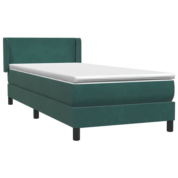 vidaXL Boxspringbett mit Matratze Dunkelgr&uuml;n 80x220 cm Samt
