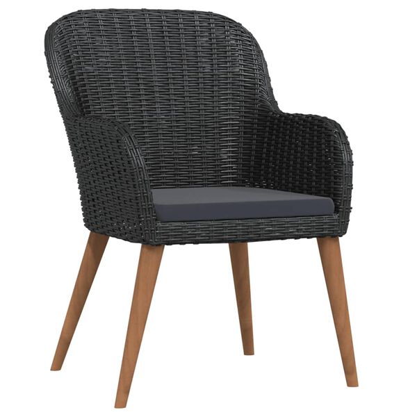 vidaXL 7-tlg. Garten-Essgruppe mit Kissen Schwarz