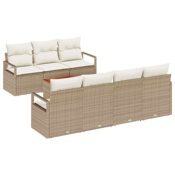 vidaXL Gartensofa-set mit Kissen 8 pcs Beige Poly-Rattan