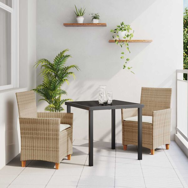 vidaXL Garten Essgruppe 3 pcs Beige Poly-Rattan