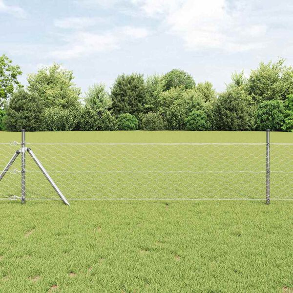 vidaXL Zaunpfosten Silber 25 x 0,4 m (50 mm Mesh) Stahl