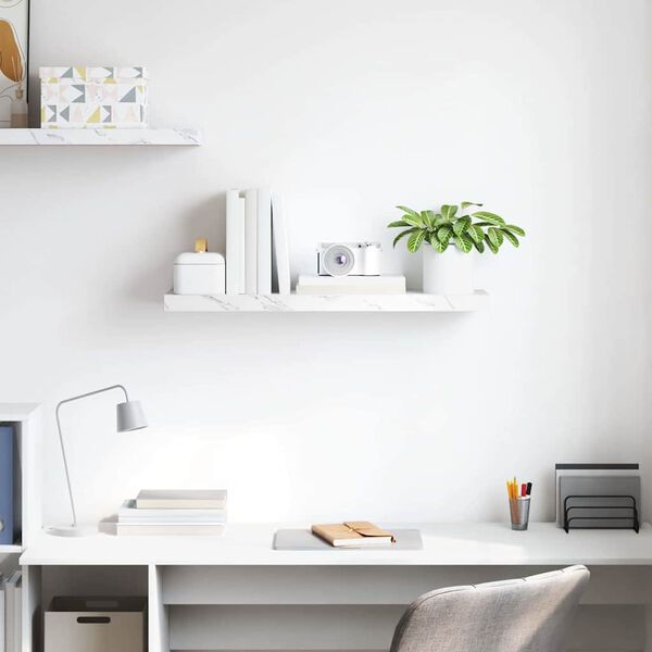 vidaXL Wandregal Wei&szlig; Marmor 90 x 23,5 x 4 cm Holzwerkstoff