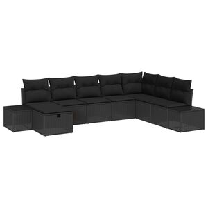 vidaXL Gartensofa-set mit Kissen 8 pcs Schwarz Poly-Rattan
