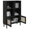 vidaXL B&uuml;cherschrank SENJA Rattan-Look Schwarz 90x35x130cm Kiefernholz
