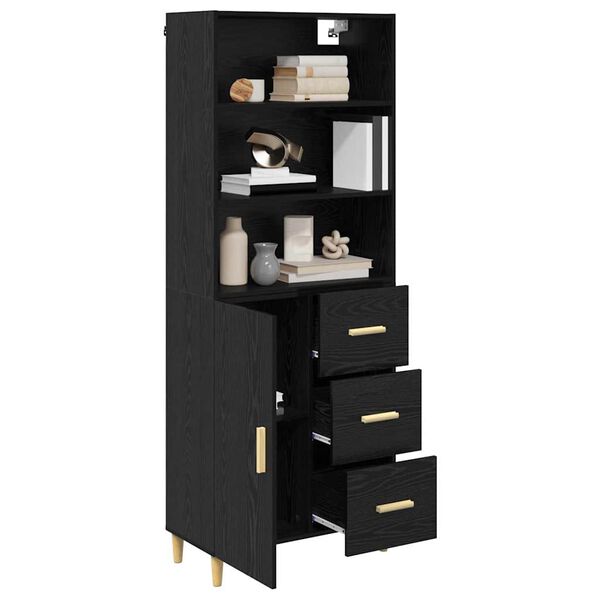 vidaXL Highboard Schwarz Eichen-Optik 69,5 x 34 x 180 cm Holzwerkstoff