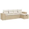 vidaXL 5-tlg. Garten-Sofagarnitur mit Kissen Beige Poly Rattan