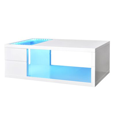 vidaXL Couchtisch LED Hochglanz Weiß 105 x 55 x 41,5 cm