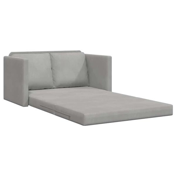 vidaXL Bodensofa mit Schlaffunktion Hellgrau 122x204x55 cm Samt