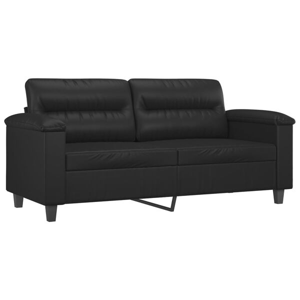 vidaXL 2-Sitzer-Sofa mit Kissen Schwarz 140 cm Kunstleder