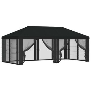 vidaXL Pavillon Dach mit Seitenw&auml;nden Schwarz 600,5 x 300,5 cm