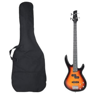 vidaXL E-Bass f&uuml;r Anf&auml;nger mit Tasche Braun und Schwarz 4/4 46