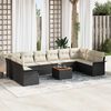 vidaXL Garten-Sofa-Set mit Kissen mit Kissen 11 pcs Schwarz und Creme